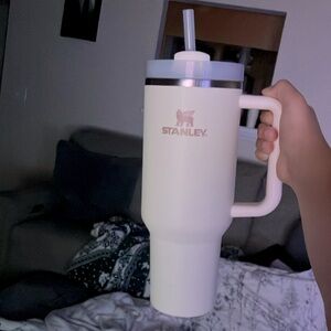 Stanley Cream Tumbler with Handle and Straw